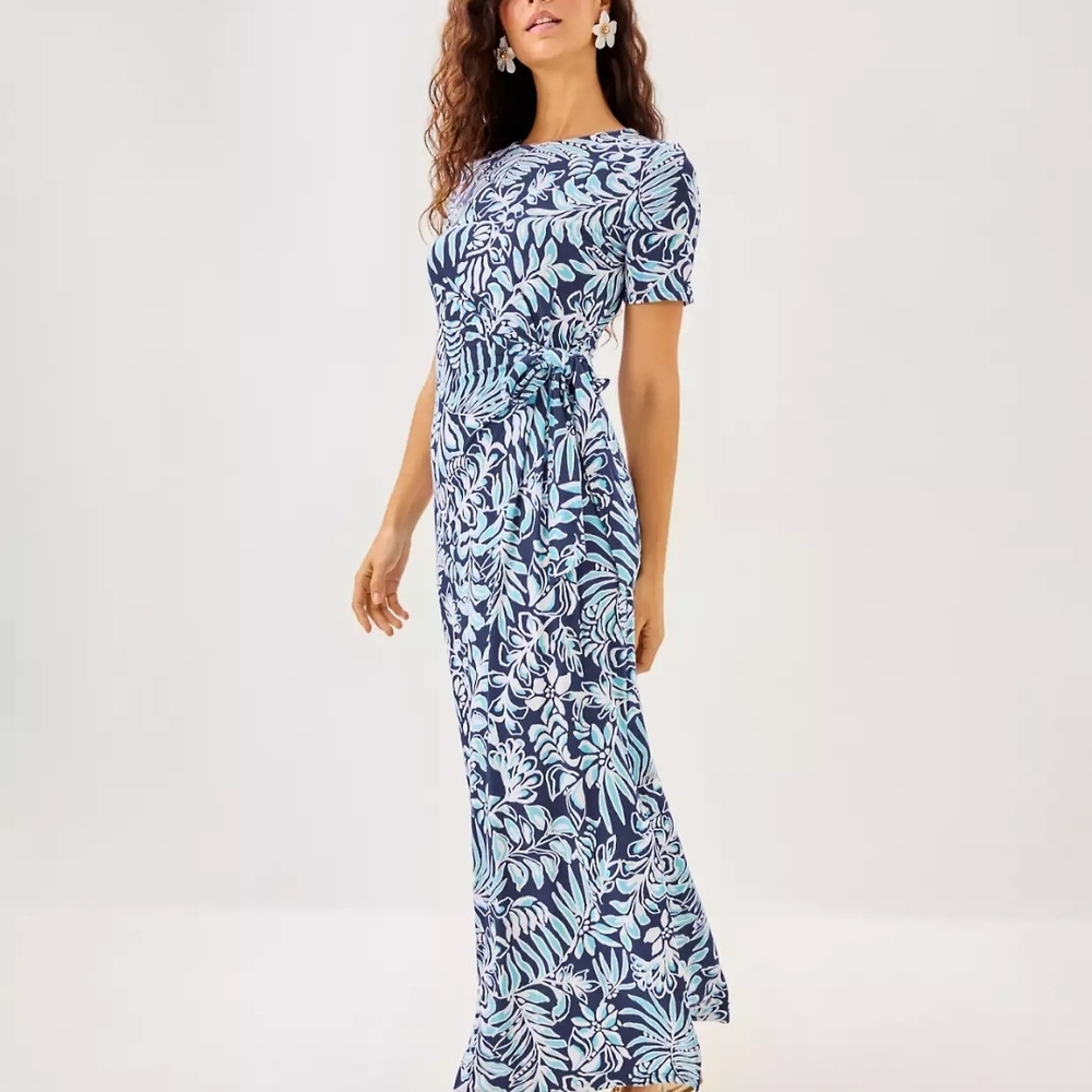 Lilly Pulitzer Blue and White Floral Maxi Dress